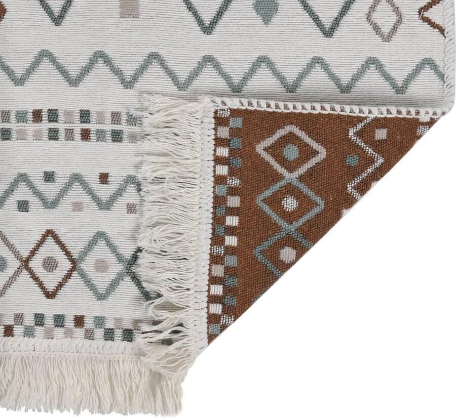 VidaXL Vloerkleed 120x180 cm Katoen Beige en Blauw Vloerkleed Vloerdekentjes Kamerdecoratie Livingroom Accessoires Slaapkamer Accessoires - Foto 2