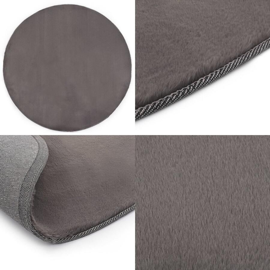 VidaXL Vloerkleed 160 cm kunstkonijnenbont donkergrijs Tapijt Tapijten Kleed Kleden