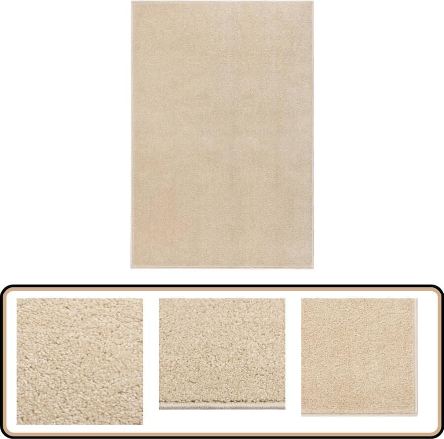 VidaXL Vloerkleed 160x230 cm Kortpolig Beige Vloerkleed Beige Vloerkleed Polypropylene Vloerkleed Korte Vezel Vloerkleed Anti-allergisch Vloerkleed