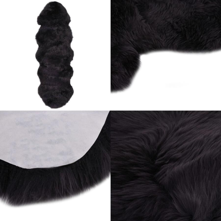 VidaXL Vloerkleed 60x180 cm schapenvacht donkergrijs Vloerkleed Vloerkleden Kleed Kleden