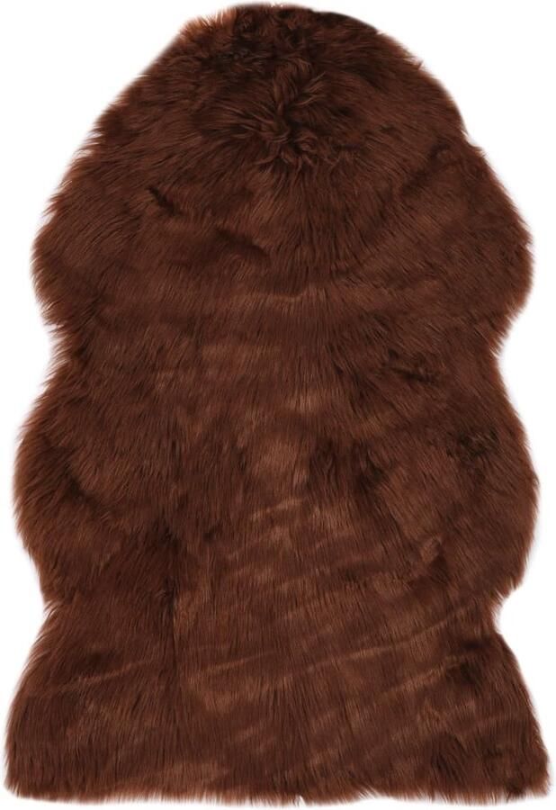 VidaXL Vloerkleed 60x90 cm Kunstschapenvacht Bruin Vloerkleden Kunstbont Bruine Vloerkleden Zacht Vloerkleed Decoratief Vloerkleed Salontapijt Woonkamer Accessoires Faux Fur Rug Dierenprint Vloerkleed - Foto 2