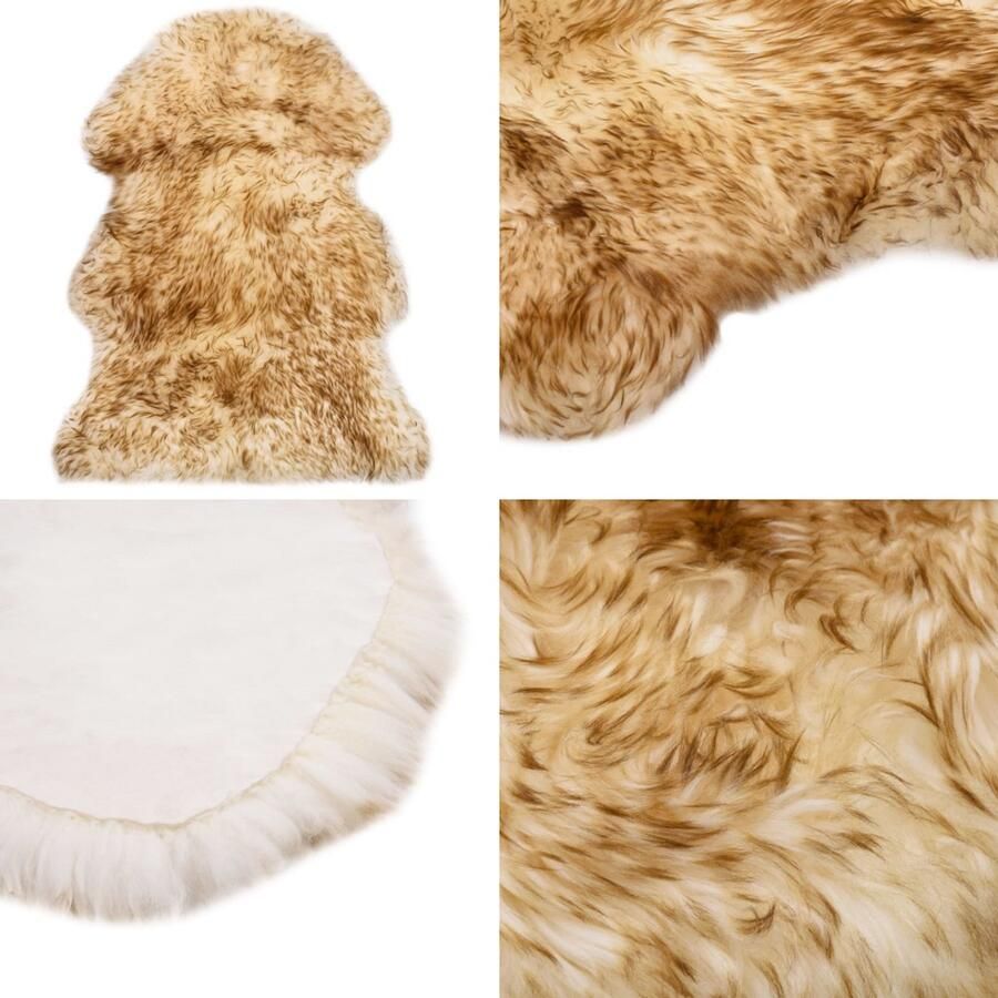 VidaXL Vloerkleed 60x90 cm schapenvacht gemêleerd bruin Vloerkleed Vloerkleden Kleed Kleden