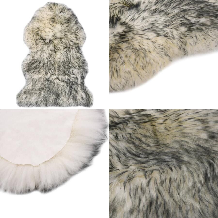 VidaXL Vloerkleed 60x90 cm schapenvacht gemêleerd donkergrijs Vloerkleed Vloerkleden Kleed Kleden