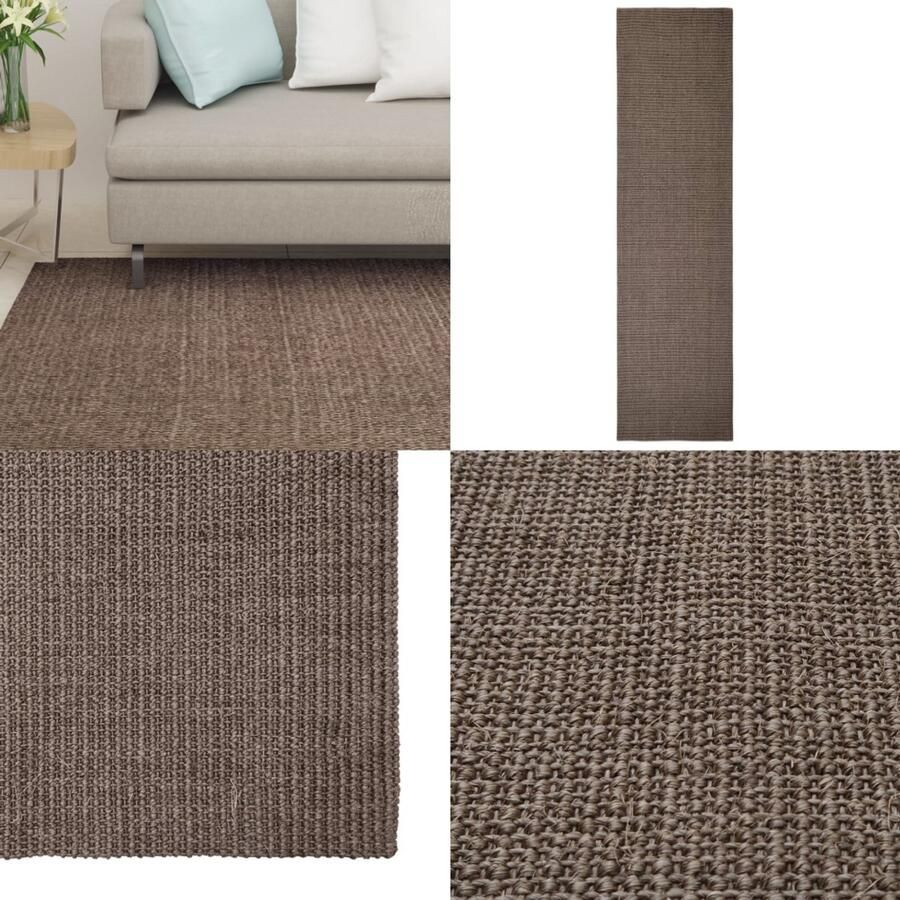 VidaXL Vloerkleed 66x250 cm natuurlijk sisal bruin Vloerkleed Vloerkleden Kleed Tapijt