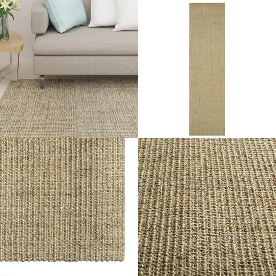 VidaXL Vloerkleed 66x250 cm natuurlijk sisal groen Vloerkleed Vloerkleden Kleed Tapijt