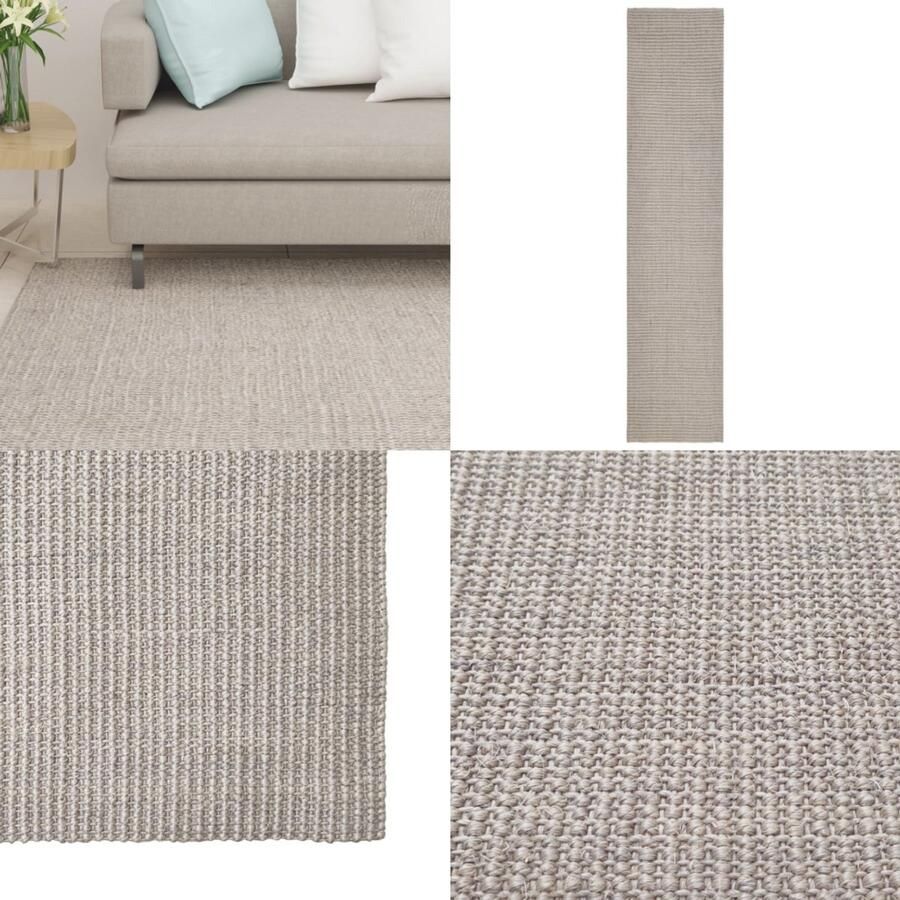 VidaXL Vloerkleed 66x300 cm natuurlijk sisal zandkleurig Vloerkleed Vloerkleden Kleed Tapijt