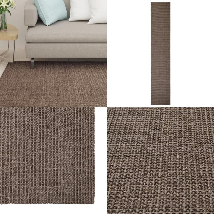 VidaXL Vloerkleed 66x350 cm natuurlijk sisal bruin Vloerkleed Vloerkleden Kleed Tapijt