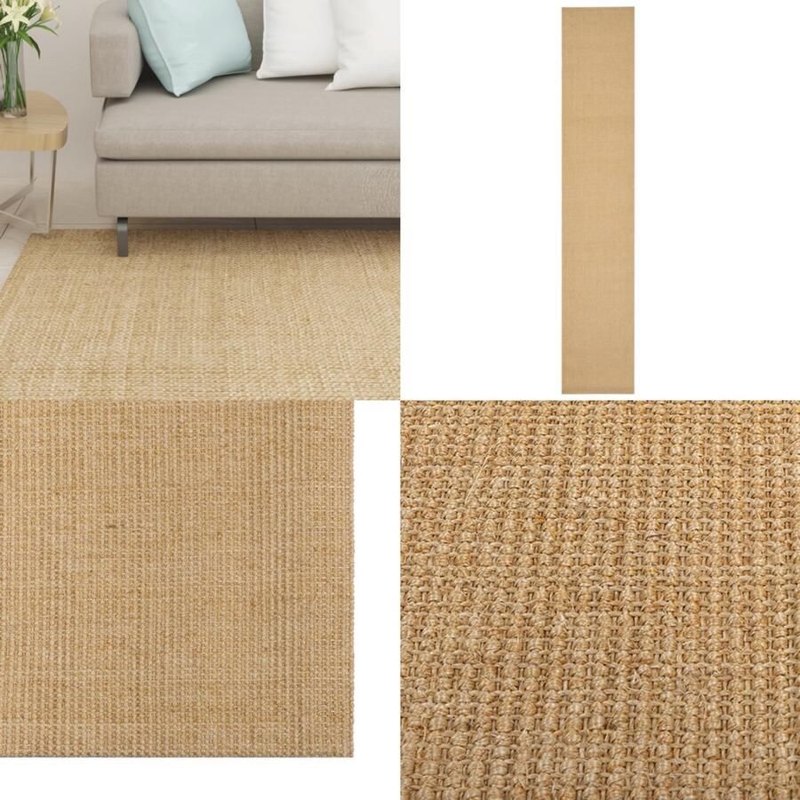 VidaXL Vloerkleed 66x350 cm natuurlijk sisal Vloerkleed Vloerkleden Kleed Tapijt