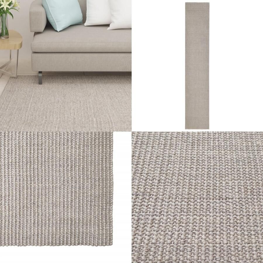 VidaXL Vloerkleed 66x350 cm natuurlijk sisal zandkleurig Vloerkleed Vloerkleden Kleed Tapijt