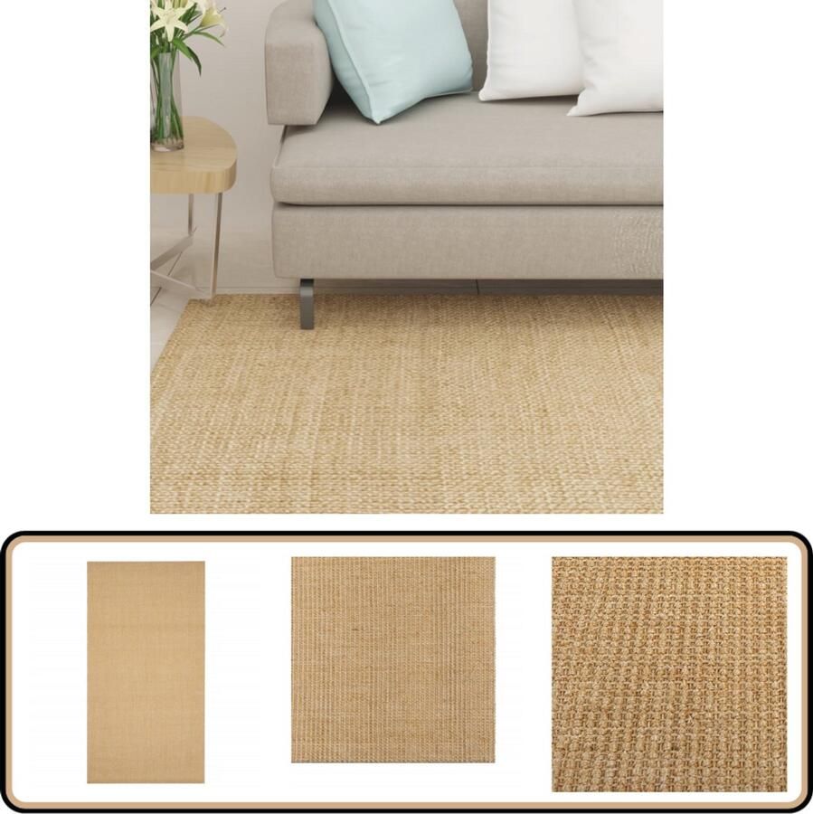 VidaXL Vloerkleed 80x150 cm Natuurlijk Sisal Vloerkleden Sisalfleurkleden Interieurdecoratie Woonkamer Accessoires Slaapkameraccessoires