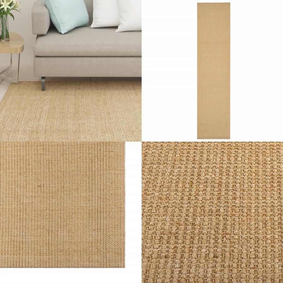 VidaXL Vloerkleed 80x350 cm natuurlijk sisal Vloerkleed Vloerkleden Kleed Tapijt