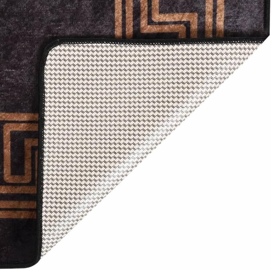 VidaXL Vloerkleed Anti-slip 120x180 cm Zwart Goud Vloerkleed Tapijten Woonkamerdecoratie Modern Design Zwarte Kleur Gouden Accent Zachte Textuur Geluid Absorberend Antislip