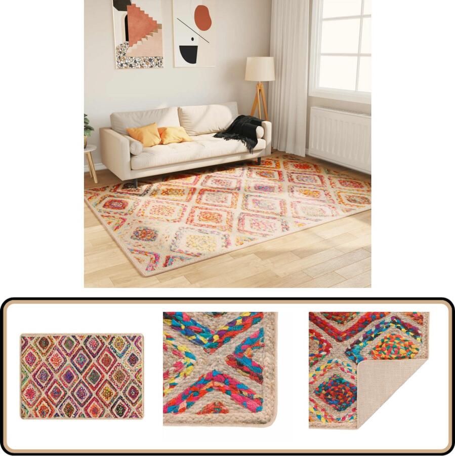 VidaXL Vloerkleed Anti-slip 160x230 cm Wasbaar Vloerkleden Multicoloured Vloerkleed Digitale Print Fluweel Vloerkleed Geluiddempend Vloerkleed Anti Slip Vloerkleed Woonkamer Vloerkleed Slaapkamer Vloerkleed