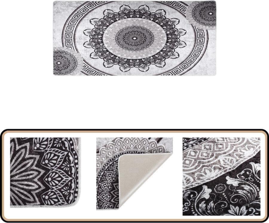 VidaXL Vloerkleed Anti-slip Wasbaar 80x300 cm Multikleur Vloerkleed Fluweel Tapijten Geluiddempend Anti Slip