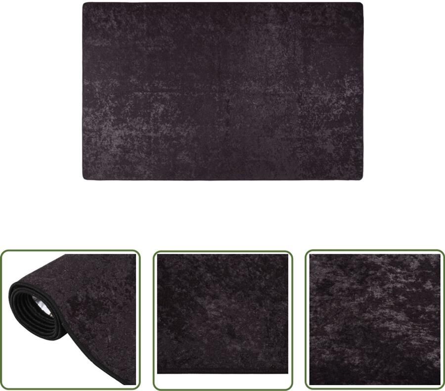 VidaXL Vloerkleed Antraciet 160x230 cm Anti-slip Vloerkleed Antraciet Fluweel Modern Anti Slip Washable Geluid Absorberend Groot Formaat Woonkamer Slaapkamer Kinderkamer
