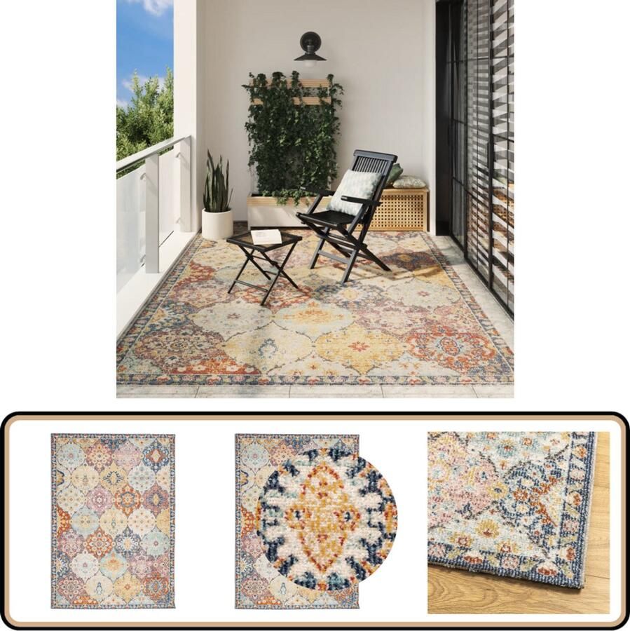VidaXL Vloerkleed ARBIZU Binnen & Buiten 240x340 cm Vloerkleed Vintage Vloerkleed Multikleuren Vloerkleed Polyester Vloerkleed Groot Vloerkleed