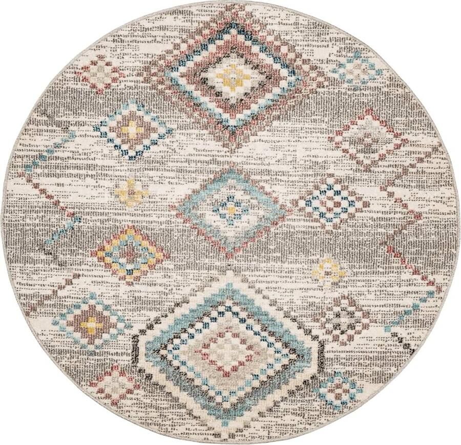 The Living Store Vloerkleed ARBIZU binnen en buiten vintage stijl Ø 200 cm Vintage Vloerkleed Retro Vloerkleed Multikleuren Vloerkleed Polypropyleen Vloerkleed Buitenvloerkleed - Foto 2