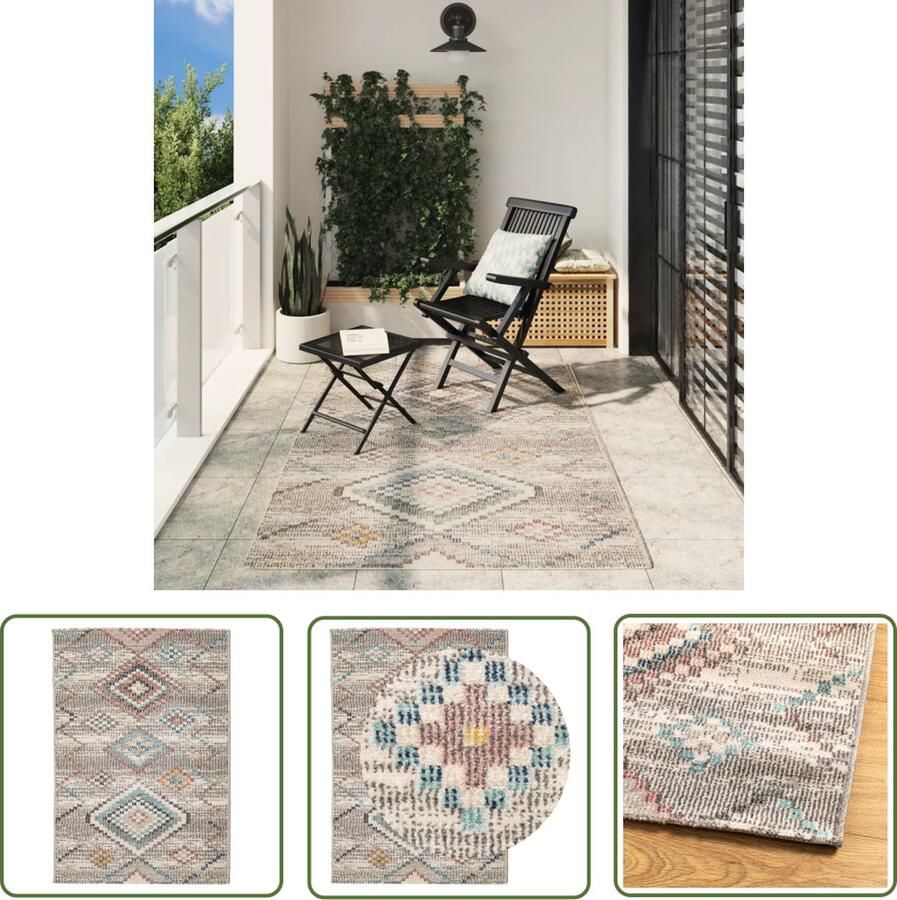 The Living Store ARBIZU Vloerkleed 140 x 200 cm Vintage meerkleurigpolypropeen met lage pool UV-bestendig(mysqli) Vintage Vloerkleed Multikleuren Polyester Vloerkleed Groot Vloerkleed Woonkamer Vloerkleed - Foto 2