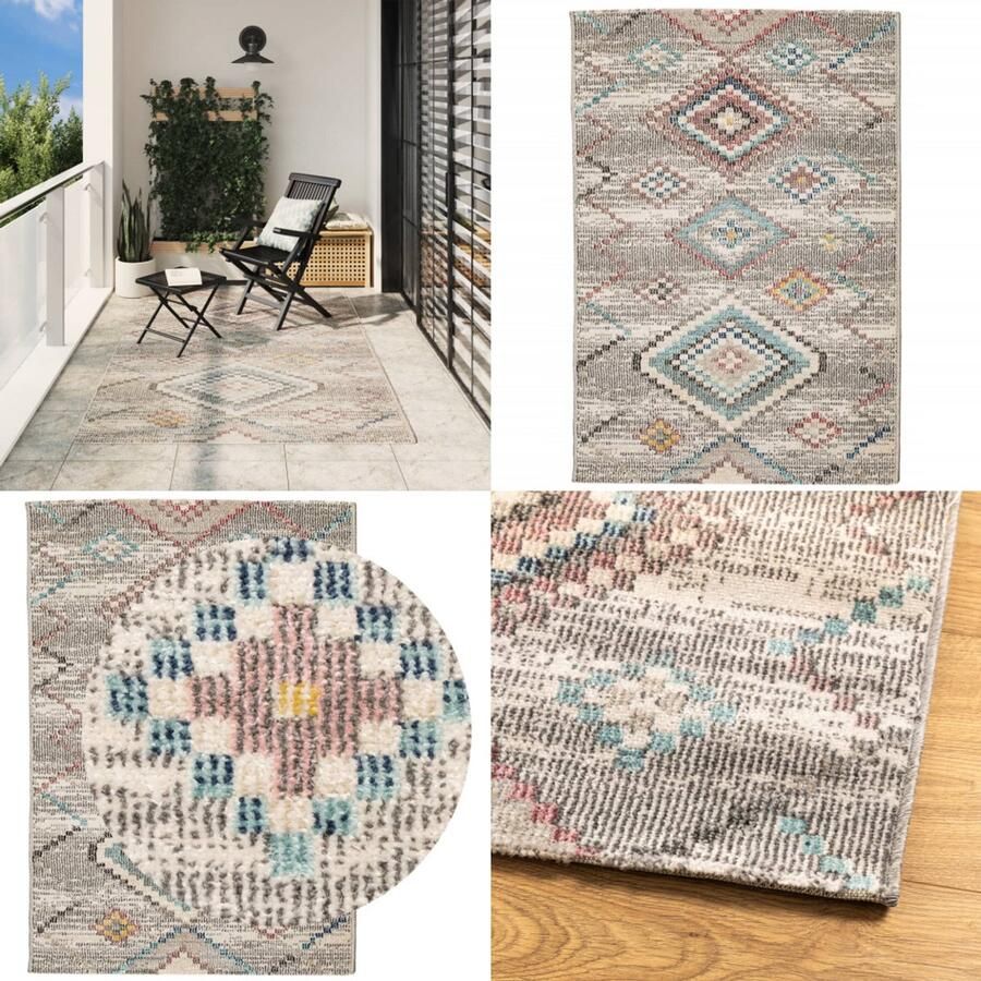 VidaXL Vloerkleed ARBIZU binnen en buiten vintage stijl 160x230 cm Vloerkleed Vloerkleden Tapijt Vloerbedekking