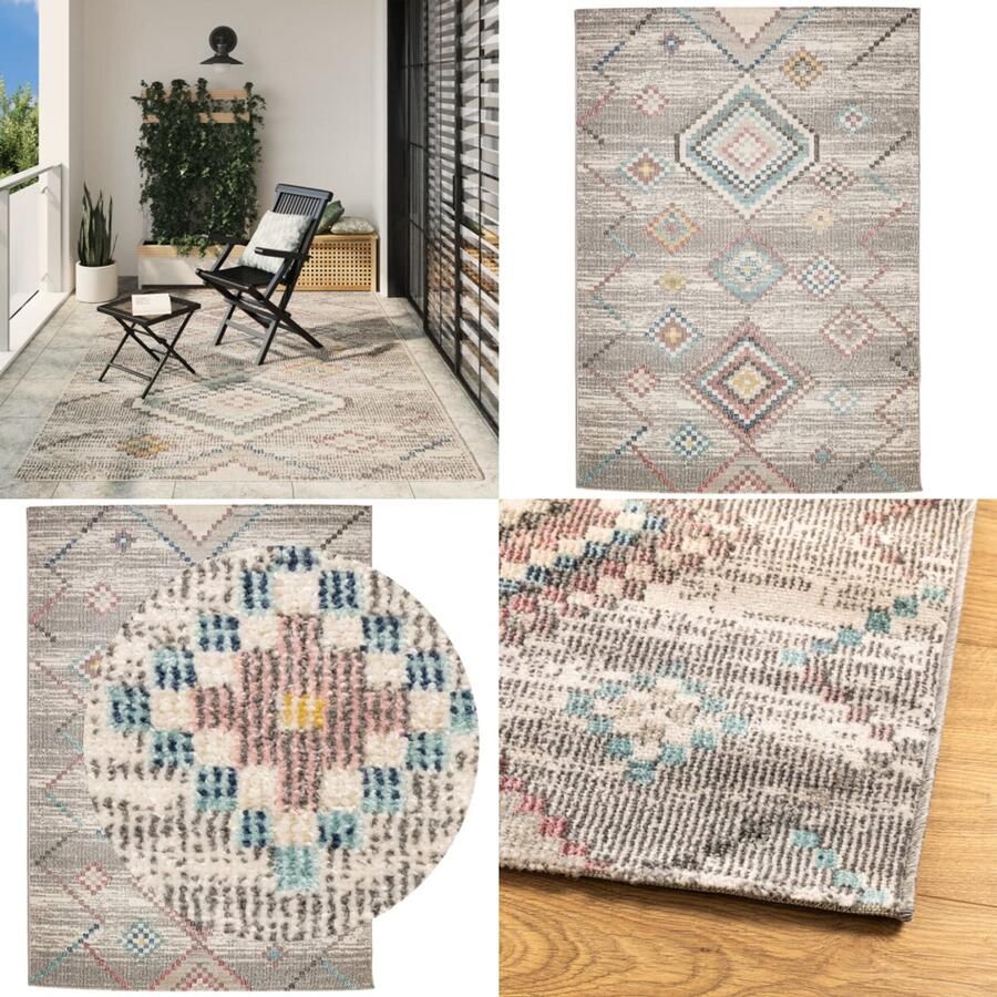 VidaXL Vloerkleed ARBIZU binnen en buiten vintage stijl 200x280 cm Vloerkleed Vloerkleden Tapijt Vloerbedekking
