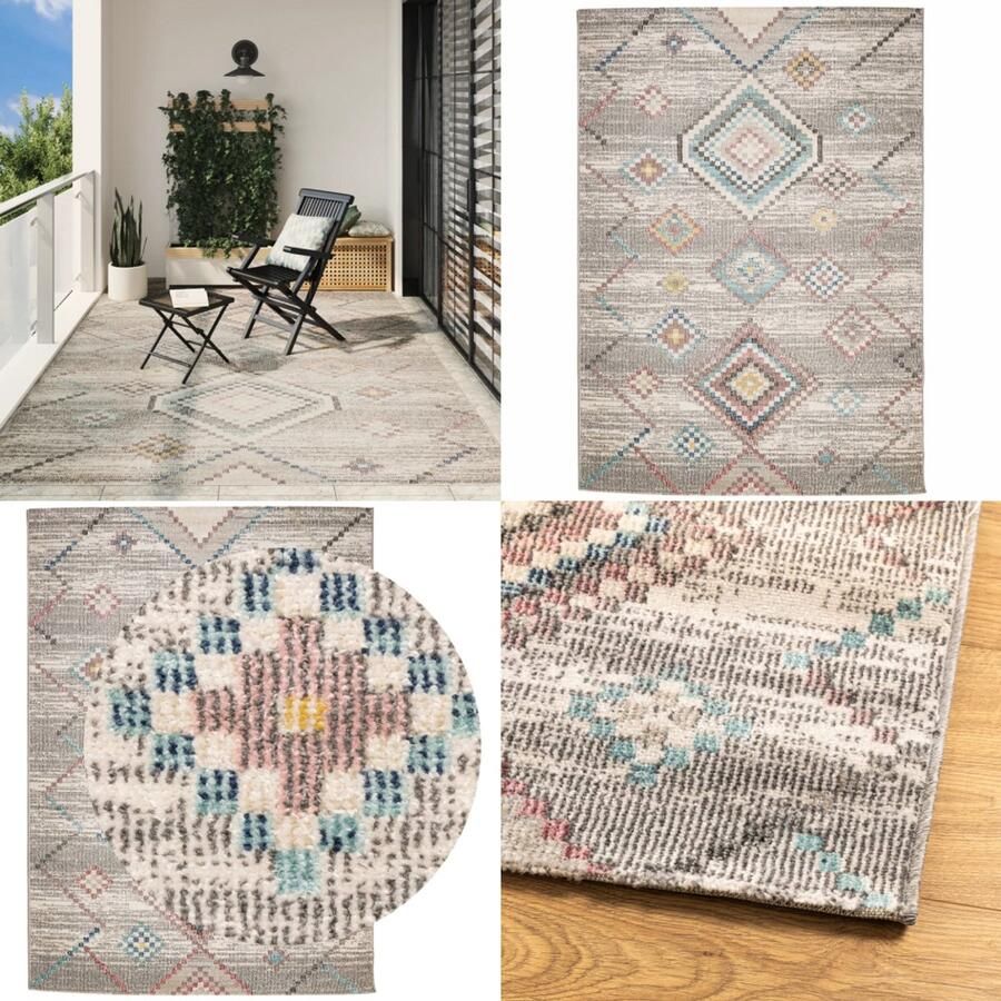 VidaXL Vloerkleed ARBIZU binnen en buiten vintage stijl 240x340 cm Vloerkleed Vloerkleden Tapijt Vloerbedekking