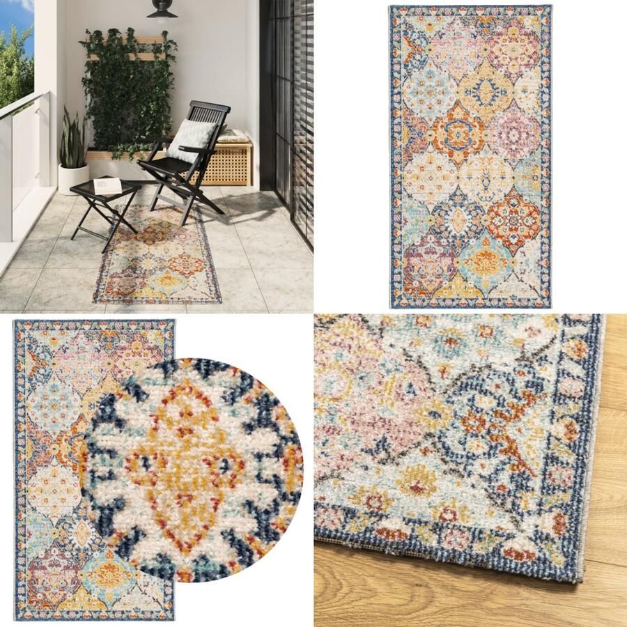 VidaXL Vloerkleed ARBIZU binnen en buiten vintage stijl 80x150 cm Vloerkleed Vloerkleden Tapijt Vloerbedekking