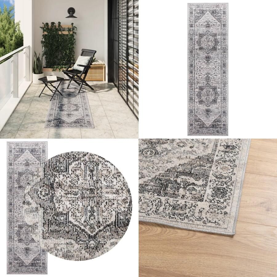 VidaXL Vloerkleed ARBIZU binnen en buiten vintage stijl 80x250 cm Vloerkleed Vloerkleden Tapijt Vloerbedekking