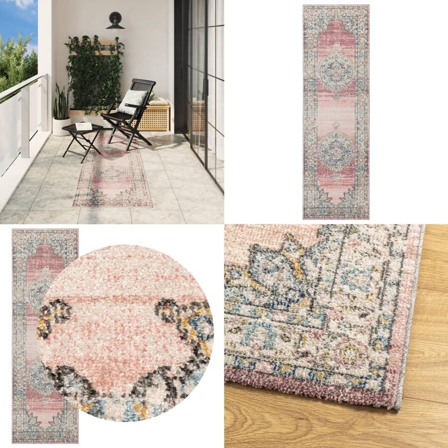 VidaXL Vloerkleed ARBIZU binnen en buiten vintage stijl 80x250 cm Vloerkleed Vloerkleden Tapijt Vloerbedekking