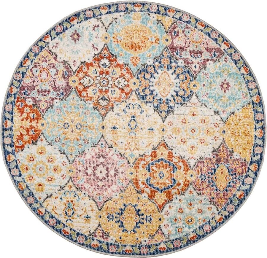 VidaXL -Vloerkleed-binnen-buiten-vintage-stijl-Ø-200-cm-meerkleurig - Foto 2