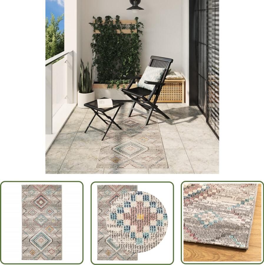 The Living Store ARBIZU Vloerkleed 80 x 150 cm Meerkleurig Polypropeen Vintage Stijl Vloerkleed Vintage Vloerkleed Multikleurig Vloerkleed Polypropeen Vloerkleed Binnen Vloerkleed