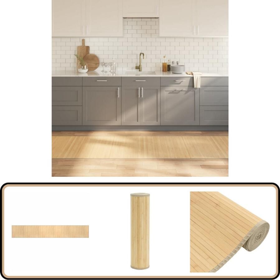 The Living Store Vloerkleed rechthoekig 80x1000 cm bamboe lichtnaturel Bamboe Vloerkleed Natuurlijke Vloerkleden Lange Vloerkleed Beige Vloerkleed Woonkamertapijt