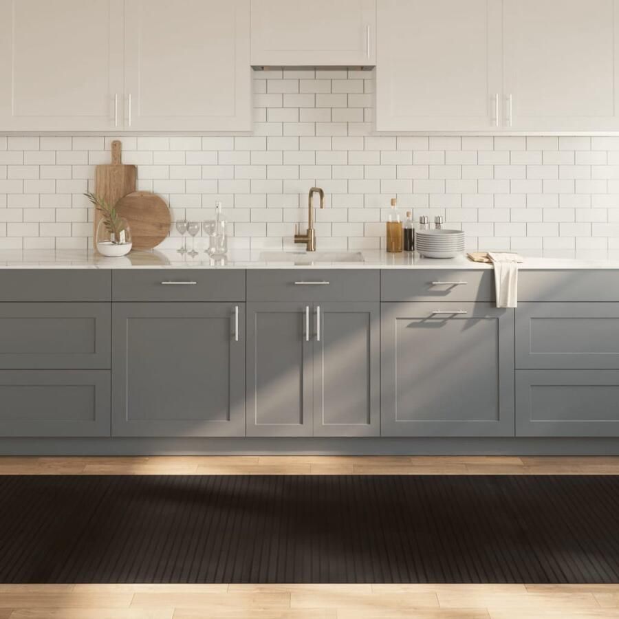 The Living Store Bamboe Vloerkleed 100 x 500 cm Donkerbruin Waterbestendig Anti-slip Bamboetapijt Vloerkleden Donkere Houten Meubels Landelijke Stijl Modern Interieur