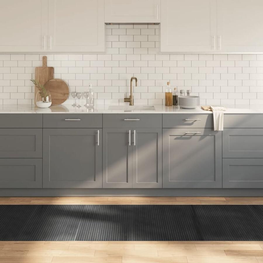 VidaXL Vloerkleed Bamboe Grijs 80x400 cm Bamboetapijt Grijstapeit Vloertapijt Woonaccessoire Kamerdecoratie