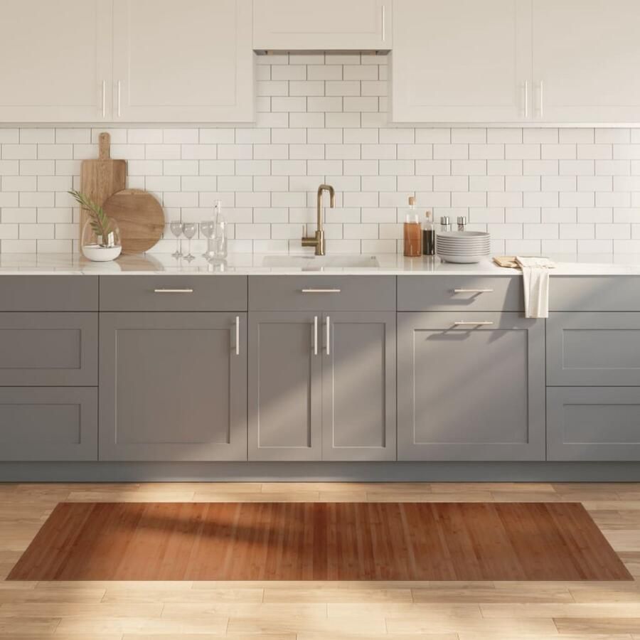 VidaXL Vloerkleed Bamboe Rechthoekig 70x200 cm Bamboevloerkleed Vloerkleden Woonaccessoire Tapijt Bruine Vloerkleed