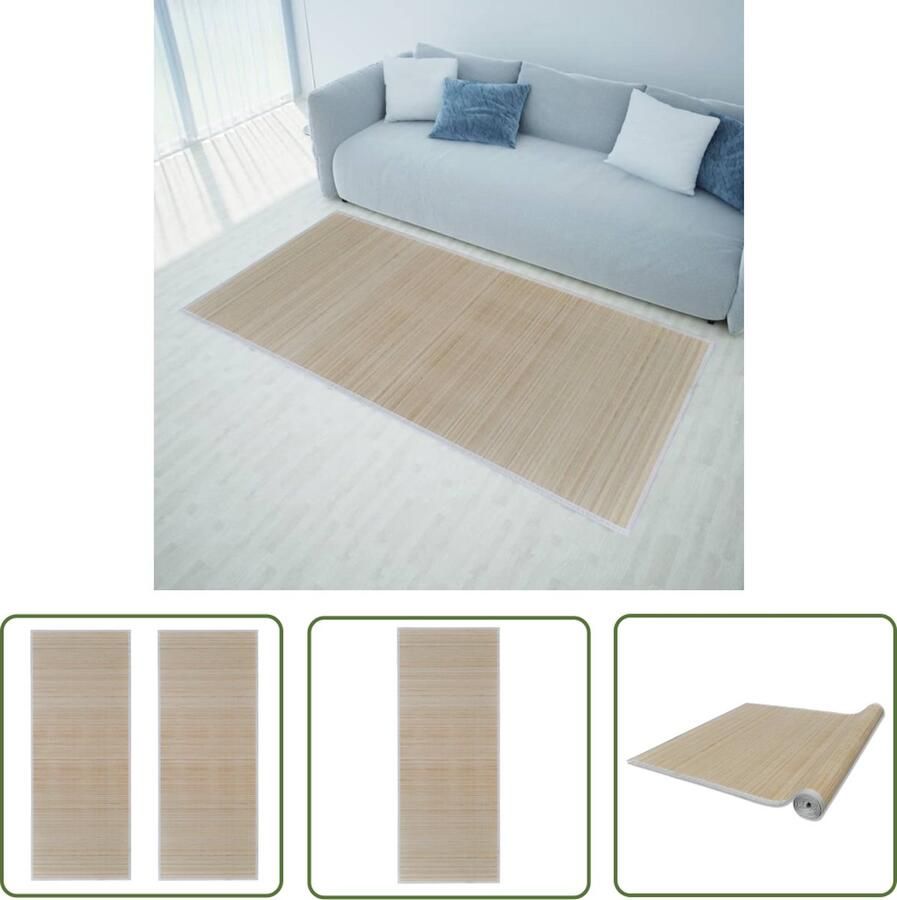 The Living Store Tapijten 2 st rechthoekig 120x180 cm bamboe natuurlijk Bamboe Tapijt Vloerkleed Woon Accessoires Living Room Decor Natuurlook