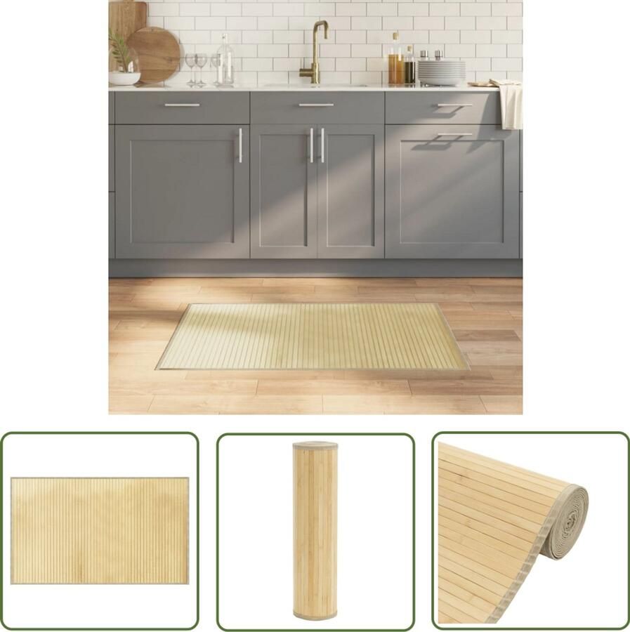 VidaXL Vloerkleed Beige Bamboevloerkleed Vloerkleed rechthoekig 60x100 cm bamboe lichtnaturel Tapijt Bamboe Natuurlijke Vloerkleed Woonkamerdecoratie
