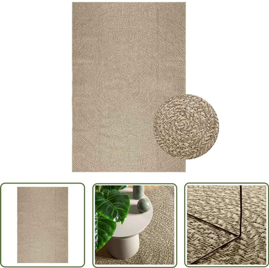 VidaXL Vloerkleed Beige Vloerkleden Vloerkleed ZIZUR beige binnen en buiten 160x230 cm jute look Jute Look Outdoor Tapijten Binnentapijten