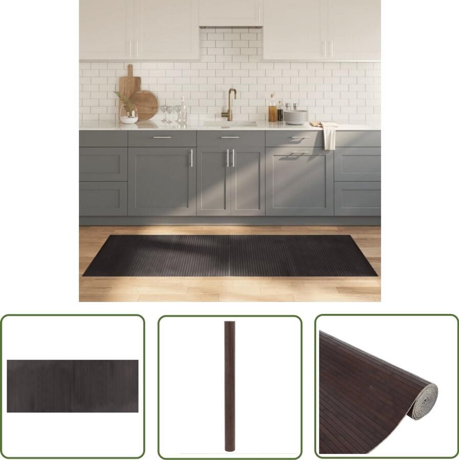 VidaXL Vloerkleed rechthoekig 80x200 cm bamboe donkerbruin Bamboe Vloerkleed Bruin Bamboe Tapijt Donkere Vloerkleed Groot Vloerkleed