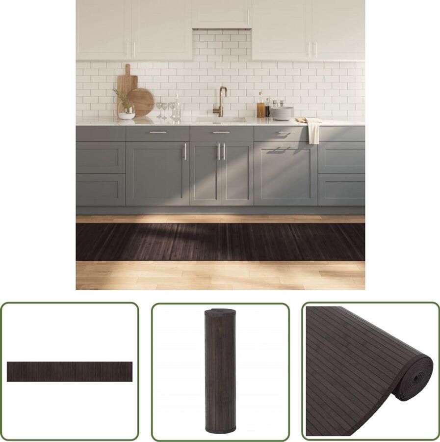 VidaXL Vloerkleed Bruin Bamboevloerkleden Vloerkleed rechthoekig 80x500 cm bamboe donkerbruin Groot Vloerkleed Rechte Vloerkleed Livingvloerkleed