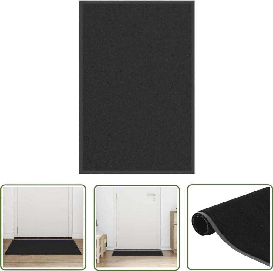 VidaXL Vloerkleed Doorkijkmat Deurmat 60x90 cm zwart Halmat Anti Slip Mat Deurmatten Set