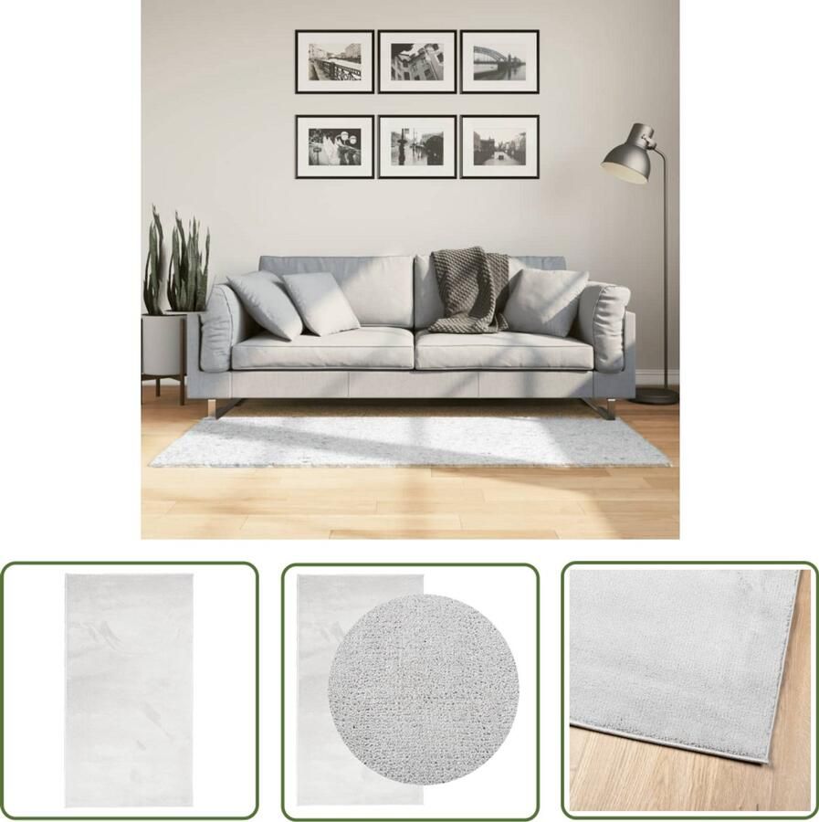 VidaXL Vloerkleed Grijs Vloerkleden Vloerkleed OVIEDO laagpolig 80x150 cm grijs Polyester Vloerkleed Lage Poligen Vloerkleed 80x150cm