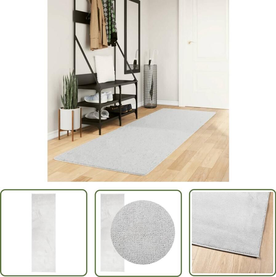 VidaXL Vloerkleed Grijs Vloerkleden Vloerkleed OVIEDO laagpolig 80x250 cm grijs Vloerkleed Polyester Lage Poligen Vloerkleed Gang