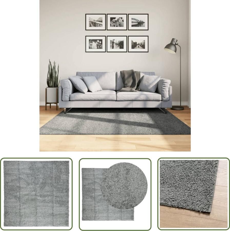The Living Store PAMPLONA Shaggy Vloerkleed 160 x 160 cm Groen 100% polypropeen Shaggy Tapijten Vloerkleed Groen Groot Vloerkleed Living Room Decoratie Warme Vloerkleed