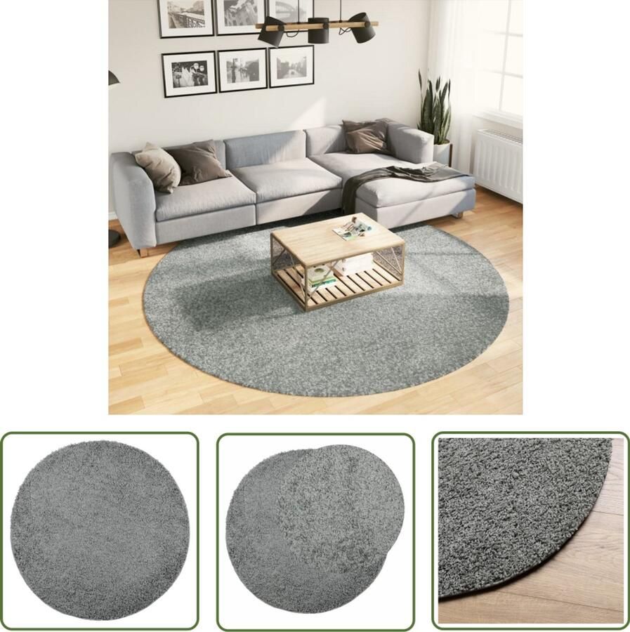 VidaXL Vloerkleed PAMPLONA shaggy hoogpolig modern Ø 240 cm groen Shaggy Vloerkleed Groen Groot Vloerkleed Rond Vloerkleed Living Room Decoratie