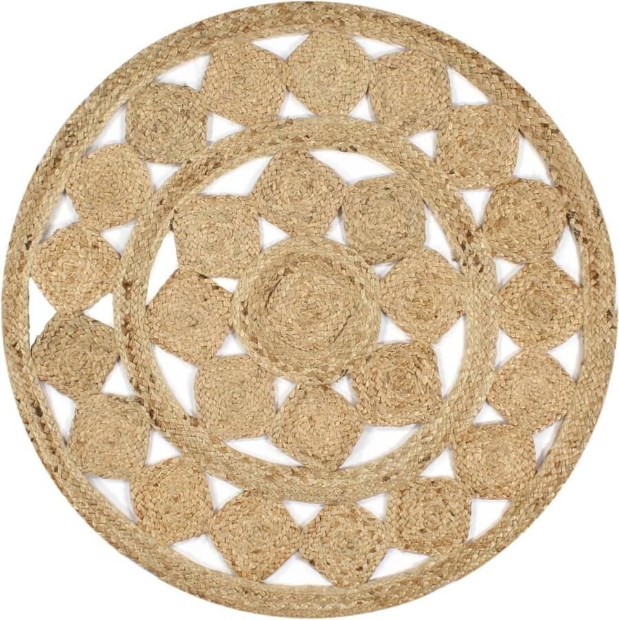 VidaXL Vloerkleed Gevlochten Jute 150 cm Naturel Jute Tapijt Ronde Vloerkleed Natuurlijke Kleuren Handgemaakte Tapijten Woonaccessoires Landelijke Stijl Vintage Tapijt Unieke Vloerkleed Boho Style - Foto 2