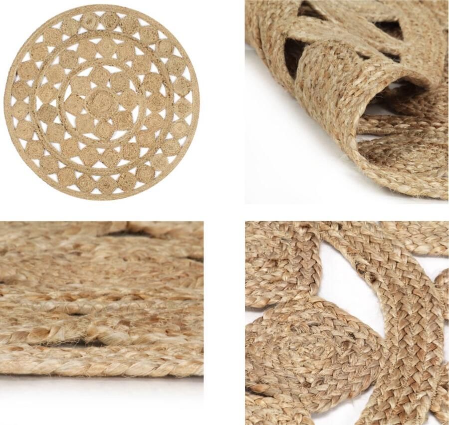 VidaXL Vloerkleed handgemaakt 120 cm gevlochten jute Tapijt Tapijten Kleed Kleden - Foto 2