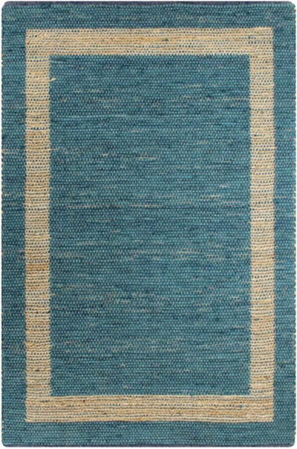 VidaXL Vloerkleed handgemaakt 120x180 cm jute blauw Tapijt Tapijten Kleed Kleden