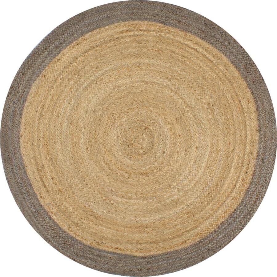 VidaXL Vloerkleed Handgemaakt Jute 90 cm Grijs Jute Tapijt Vloerkleden Ronde Tapijten Natuurlijke Materialen Handgemaakte Tapijten Landelijke Stijl Beige Tapijt Grijs Tapijt Woonaccessoires - Foto 2