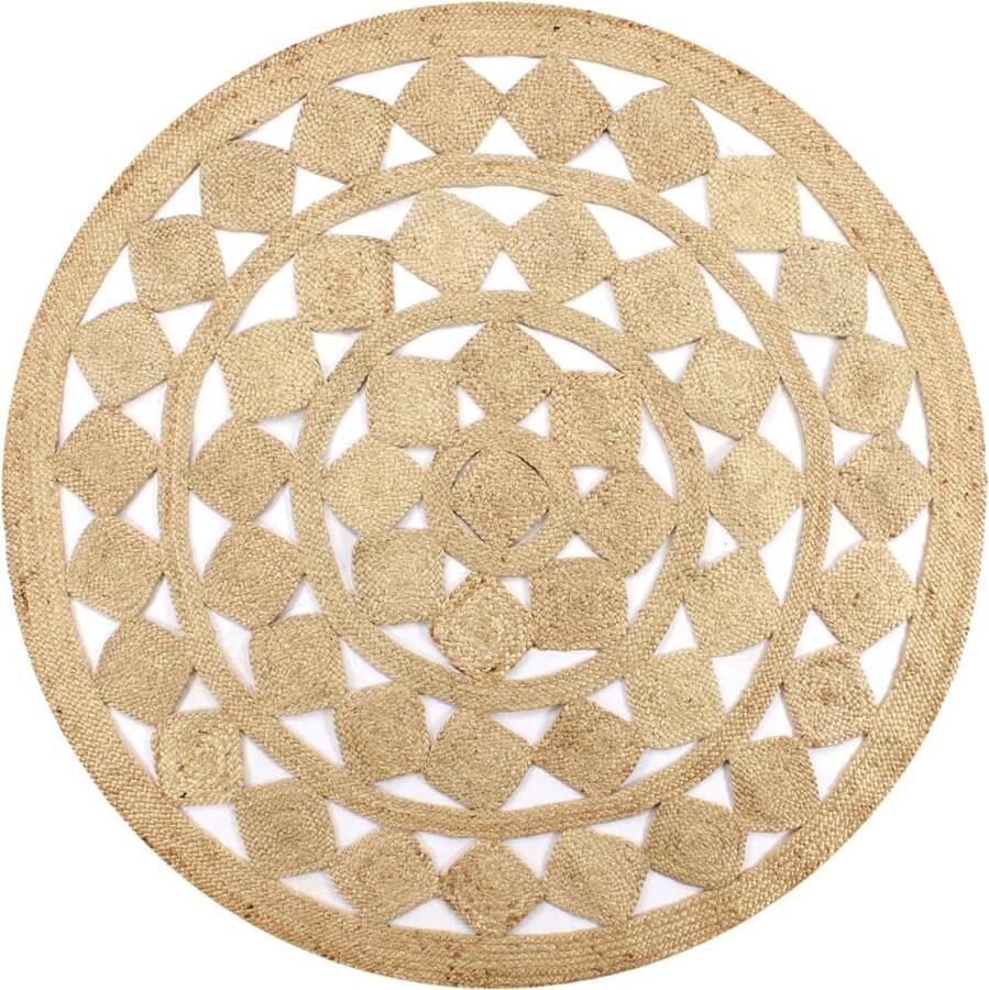 VidaXL Vloerkleed Handgemaakt Jute 90 cm Naturel Jute Tapijt Natuurtapijt Handgemaakte Tapijt Rond Tapijt Vintage Tapijt Landelijke Stijl Bruine Tapijt Decoratief Tapijt - Foto 3