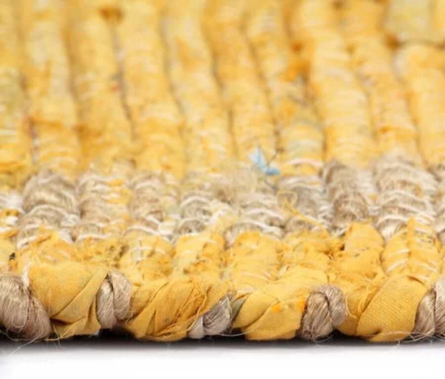 VidaXL Vloerkleed Handgemaakt Jute Geel 160x230 cm Jute Tapijt Handgemaakt Tapijt Natuurtapijt Woonaccessoires Woonkamer Tapijt Slaapkamer Tapijt Beige Tapijt Gele Tapijt Geometrisch Tapijt Vintage Tapijt Landelijk Tapijt - Foto 2